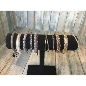12 Silver Tone Bracelet Lot